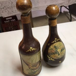 Leather and Wood Wine Bottles made in Italy